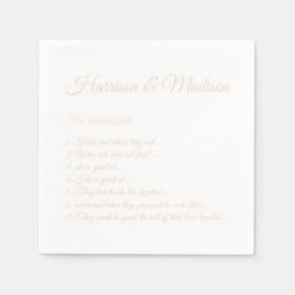 Hochzeitsskriptnamen Couple Fun Facts hellrosa Serviette