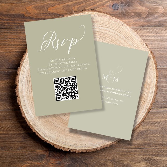 Hochzeitsskriptseite für RSVP QR-Code Begleitkarte (Elegant RSVP card with a scannable QR Code )