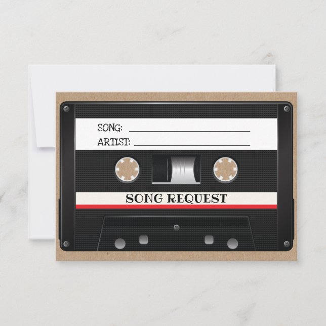 Hochzeitssonganforderung Vintag Cassette Kraft-UAW RSVP Karte (Vorderseite)
