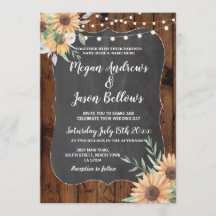 Hochzeitssonnenblume Holzflorenleuchten Einladung