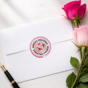 Hochzeitsspezifikation für die heißen rosa Farben Runder Aufkleber