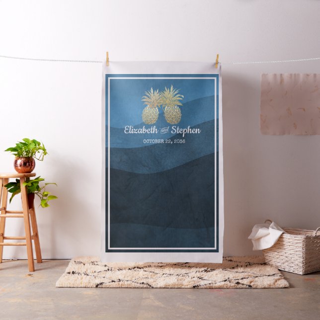 Hochzeitsstand Foto Booth Hintergrund Gold Ananas  Stoff (Beispiel)