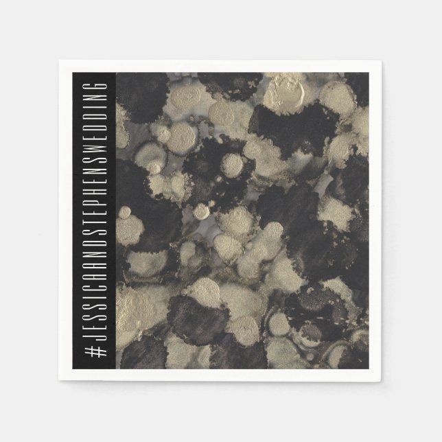 Hochzeitsstandard Napkin-Schatten von Gold und Sch Serviette (Vorderseite)