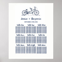 Hochzeitsstempelposter für Navy Blue Tandem Bike