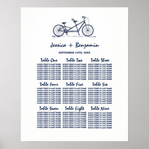 Hochzeitsstempelposter für Navy Blue Tandem Bike Poster