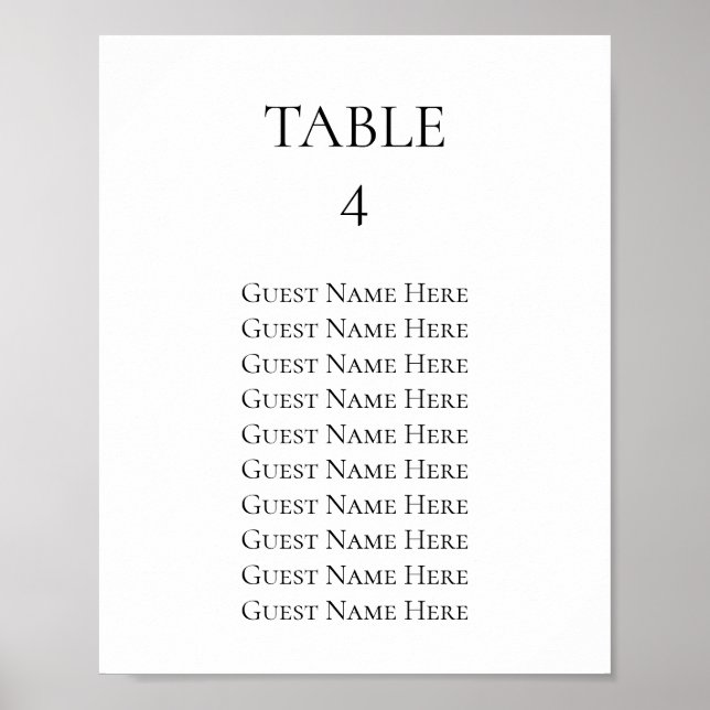Hochzeitsstichtabelle für einzelne Seiten beliebig Poster (Vorne)
