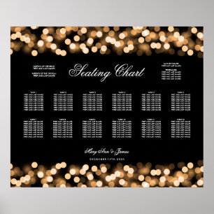 Hochzeitsstichtabelle Gold Hollywood Glam Poster