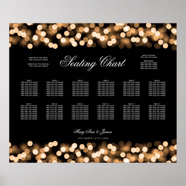 Hochzeitsstichtabelle Gold Hollywood Glam Poster (Vorne)