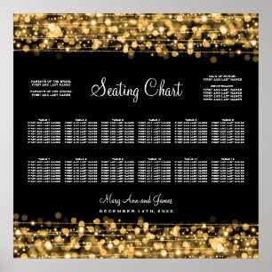 Hochzeitsstichtabelle Party Glitzern Gold Poster