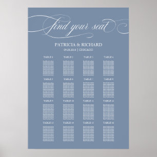 Hochzeitsstichtabelle Signieren Elegantes Dusty Bl Poster