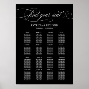 Hochzeitsstichtabelle Zeichen Elegantes Schwarz Poster