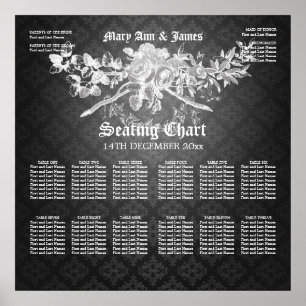 Hochzeitsstift Barock Geblüht Schwarz Poster