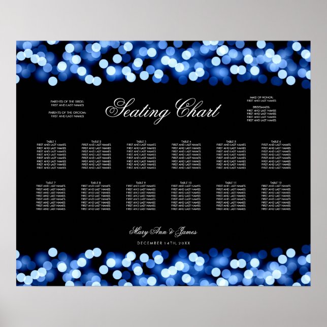 Hochzeitsstift Blue Hollywood Glam Poster (Vorne)