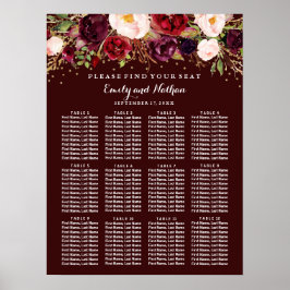 Hochzeitsstift Burgundy Gold Floral Poster