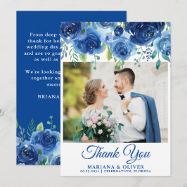 Hochzeitsstift Foto Dankeschön Card Navy Blue Flor Einladung