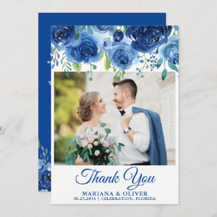 Hochzeitsstift Foto Dankeschön Card Navy Blue Flor Einladung