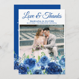 Hochzeitsstift Foto Dankeschön Card Navy Blue Flor Einladung