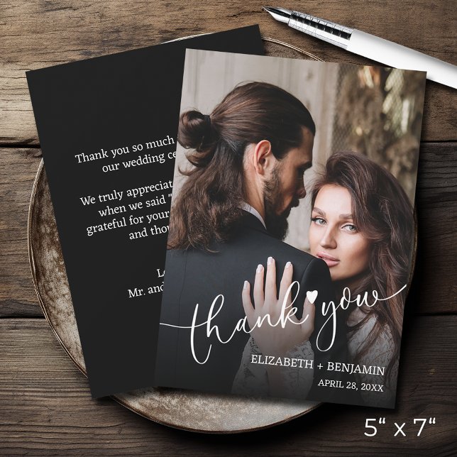 Hochzeitsstift Foto, handgeschrieben Mitteilungskarte (5" x 7" wedding photo thank you note cards with your message on the back)