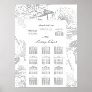 Hochzeitsstift Modernes, einfaches Blumensilber Poster
