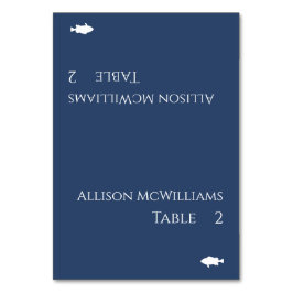 Hochzeitsstift Platzkarte-Fisch blau und weiß Tischnummer