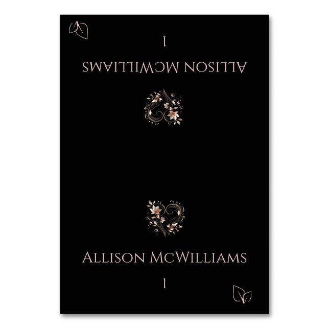 Hochzeitsstift Platzkarten-Blume-Vegetarisches Sym Tischnummer (Vorderseite)