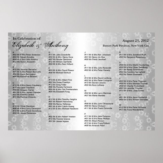 Hochzeitsstift Poster Grau floral (Vorne)