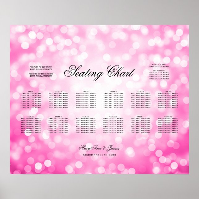 Hochzeitsstift Rosa Glitzer Lights Poster (Vorne)