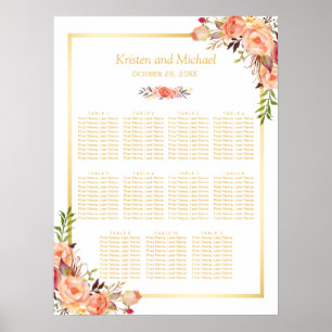 Hochzeitsstift Rustikale Orangen Blume Gold Poster