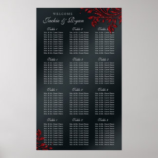 Hochzeitsstift Silber Rote Blätter Sparkle Bl Poster