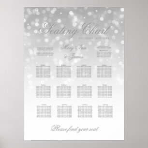 Hochzeitsstift Silver Bokeh Sparkle Lights Poster