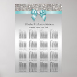 Hochzeitsstift Silver Sequin Aquamarin Bow Poster