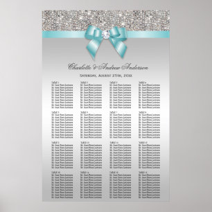 Hochzeitsstift Silver Sequin Aquamarin Bow Poster