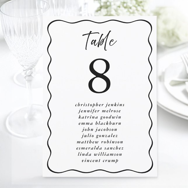 Hochzeitsstift Wavy Frame Guest-Tischnummer Einladung (Wedding Seating List Wavy Frame Guest Table Number)