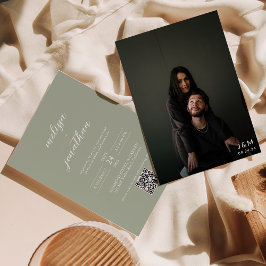 Hochzeitsstiftung des modernen hellgrünen Fotos Einladung