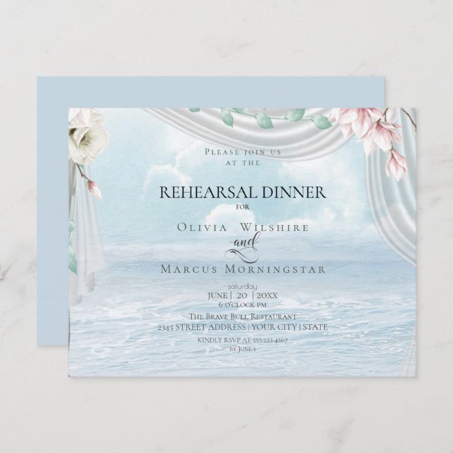 Hochzeitsstiftung | Elegant Beach Driftwood Tulle Einladung (Vorne/Hinten)