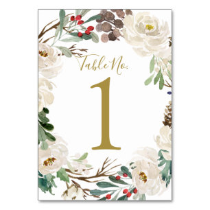 Hochzeitsstiftung   Woodsy Holiday Wreath Tischnummer