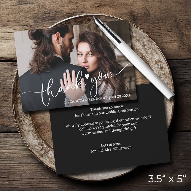 Hochzeitsstipendium Foto Vielen Dank Mitteilungskarte (3.5" x 5" wedding photo thank you note cards with your message on the back)