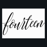 Hochzeitsstipps - Luxe Typografie - Schwarz 14 Tischnummer<br><div class="desc">Luxe Kalligraphie Tischnummer 14 (Schwarz): Diese elegante Kalligraphie-Tischnummer-Karte ist Set in schwarz, aber Sie können sie in jede beliebige Farbe ändern, indem Sie einfach Ihre Hintergrundfarbe ändern!. **WIE SIE DIE DESIGN-FARBE ÄNDERN (das Wort "UAWG")** 1) Klicken Sie auf den Button "Personalisieren". 2) Klicken Sie unten auf den Link "ClICK TO...</div>