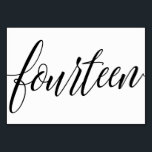 Hochzeitsstipps - Luxe Typografie - Schwarz 14 Tischnummer<br><div class="desc">Luxe Kalligraphie Tischnummer 14 (Schwarz): Diese elegante Kalligraphie-Tischnummer-Karte ist Set in schwarz, aber Sie können sie in jede beliebige Farbe ändern, indem Sie einfach Ihre Hintergrundfarbe ändern!. **WIE SIE DIE DESIGN-FARBE ÄNDERN (das Wort "UAWG")** 1) Klicken Sie auf den Button "Personalisieren". 2) Klicken Sie unten auf den Link "ClICK TO...</div>