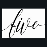 Hochzeitsstipps - Luxe Typografie (Schwarz) 5 Tischnummer<br><div class="desc">Tischnummer 5: Diese luxuriöse, elegante Kalligraphie-Landschaft-Tischnummer-Karte ist Set in einem reichen Schwarz, aber Sie können sie in jede beliebige Farbe ändern, indem Sie einfach die Hintergrundfarbe ändern. **WIE SIE DIE DESIGN-FARBE ÄNDERN (das Wort "UAWG")** 1) Klicken Sie auf den Button "Personalisieren". 2) Klicken Sie unten auf den Link "ClICK TO...</div>