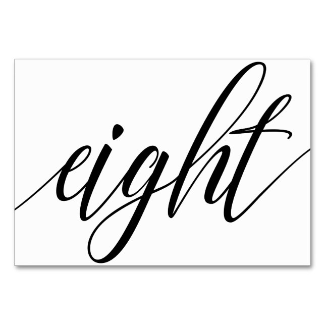 Hochzeitsstipps - Luxe Typografie (Schwarz) 8 Tischnummer (Vorderseite)