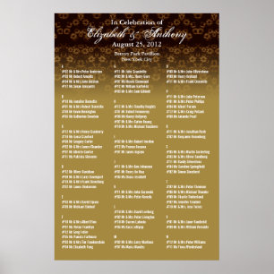 Hochzeitsstühle-Chart Poster Gold Floral