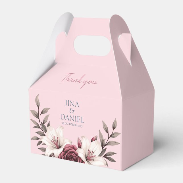 Hochzeitssuite mit Blumen (pink) Geschenkschachtel (Vorderseite)