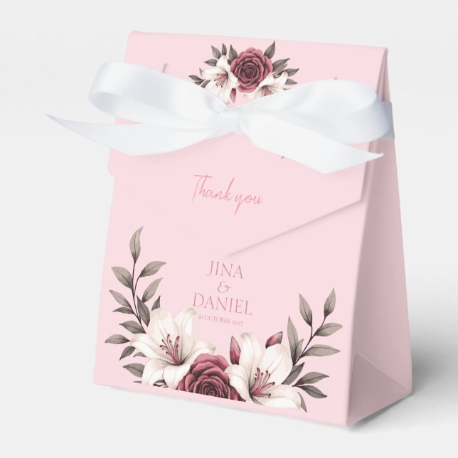 Hochzeitssuite mit Blumen (pink) Geschenkschachtel (Vorderseite)