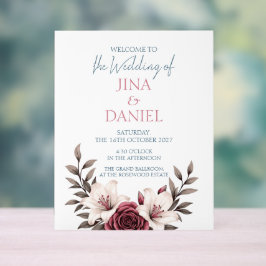 Hochzeitssuite mit Blumen (Weiß) Acrylschild