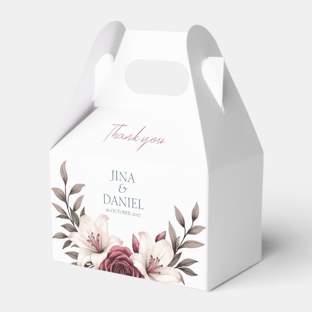 Hochzeitssuite mit Blumen (Weiß) Geschenkschachtel (Vorderseite)