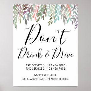 Hochzeitssymbol - Don't’ Drink & Drive Greenery Ze Poster