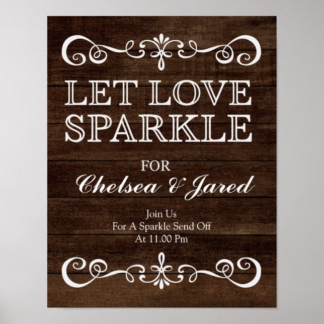 Hochzeitssymbol - Gelassen Liebe Sparkle Rustikale Poster (Vorne)