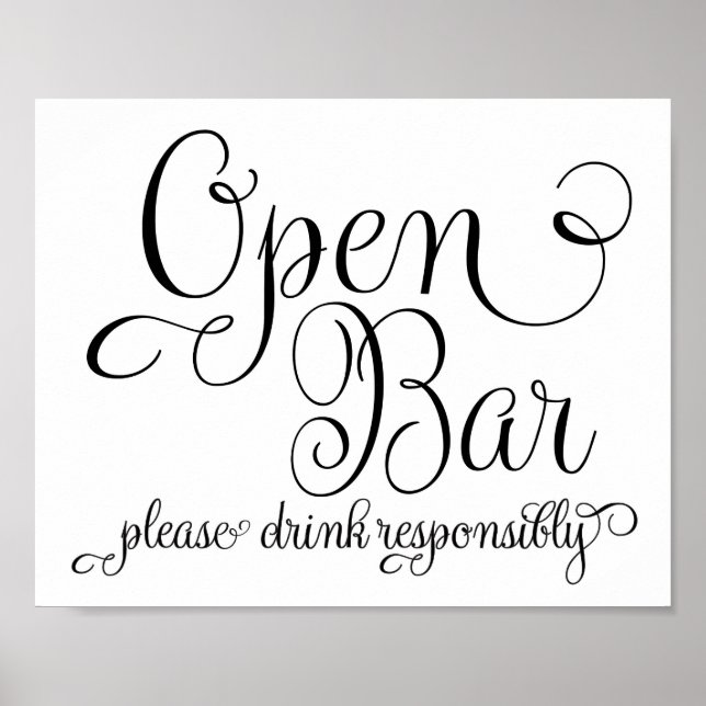 Hochzeitssymbol - Open Bar Sign - Poster (Vorne)