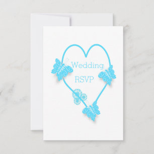 Hochzeitsszenarien für blaues Herz und Schmetterli RSVP Karte